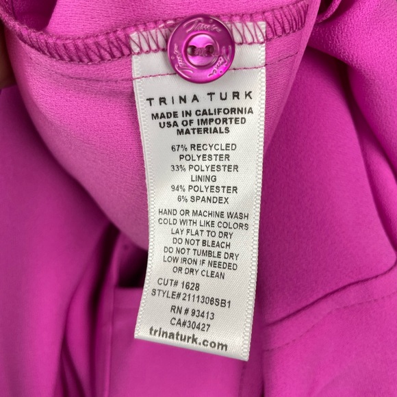 Trina‎ Turk Vibrant Pink Casual Preppy Button Up Collared Shirt Dress - Picture 8 of 8
